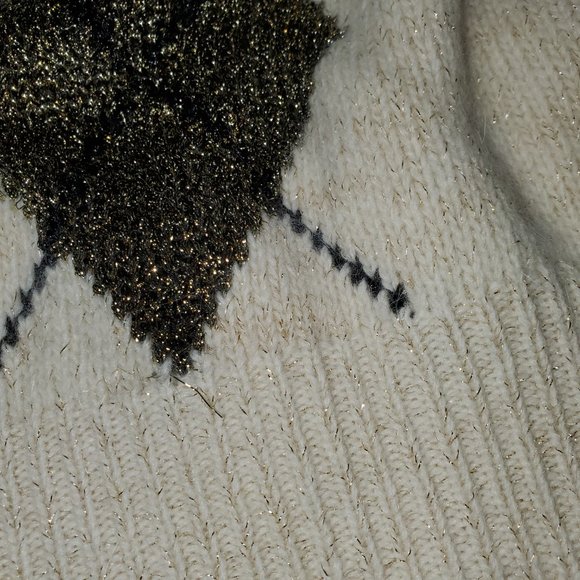 NWT VTG Talbots Argyle Knit Sweater Mock Neck Turtleneck Angora Rabbit Metallic - Picture 3 of 7